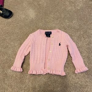 Ralph Lauren pink ruffled sleeve cardigan